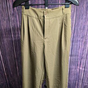 Halara Wide Leg Dress Pants Stretch Back Waist Khaki Size M Regular
